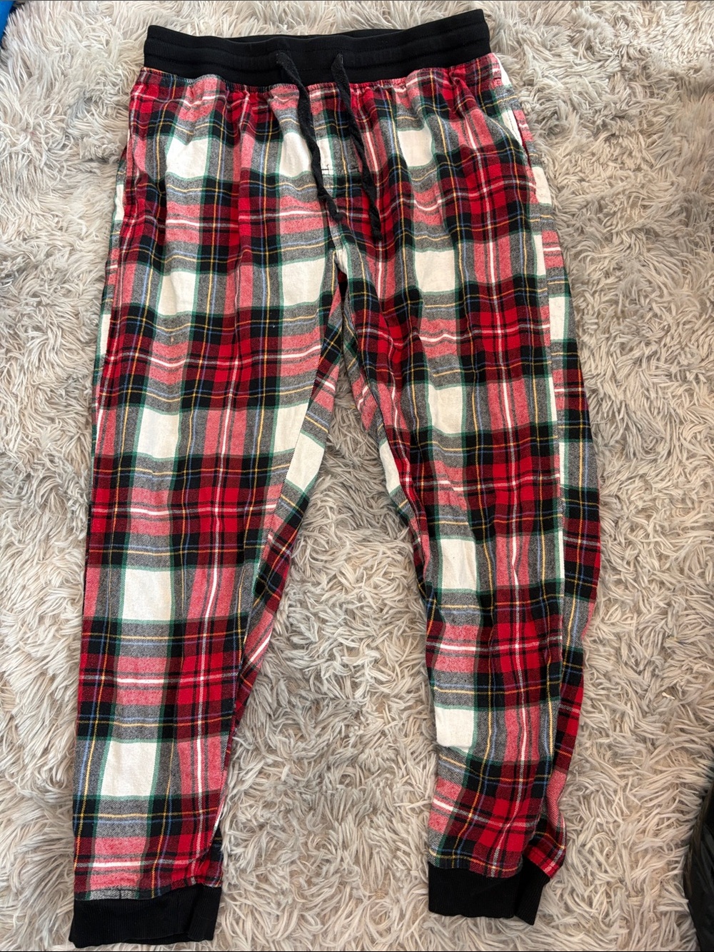 Bluenotes Red, White and Green Plaid Kids Pajama Bottoms